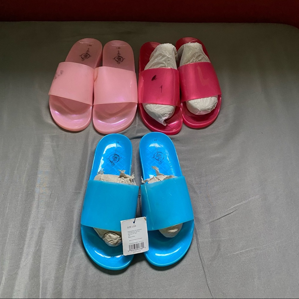 Sole Mates pink, blue and red kids slippers